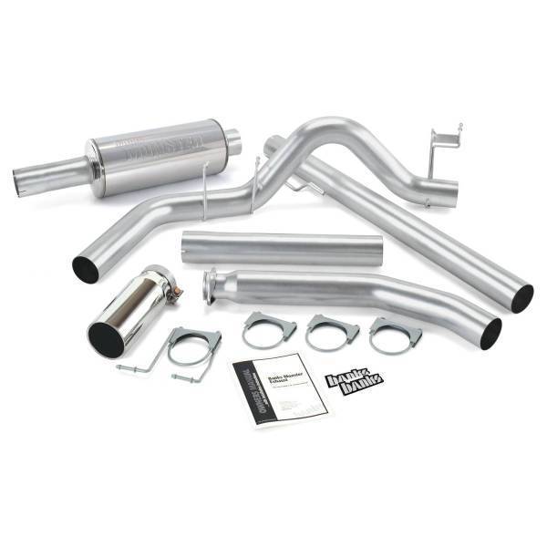 Banks Power - Banks Power Monster Exhaust System Single Exit Black Round Tip 98-02 Dodge 5.9L Extended Cab 48636-B