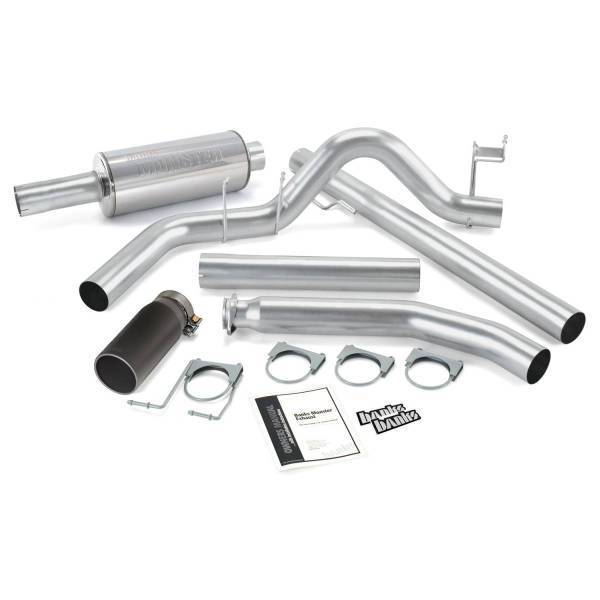 Banks Power - Banks Power Monster Exhaust System Single Exit Black Round Tip 98-02 Dodge 5.9L Standard Cab 48635-B