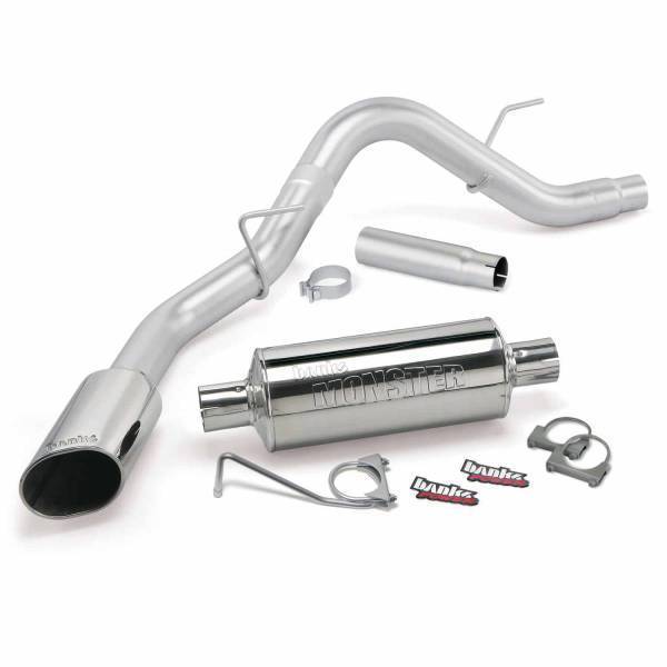 Banks Power - Banks Power Monster Exhaust System Single Exit Chrome Ob Round Tip 15-19 F-150 2.7/3.5L EcoBoost 5.0L ECMB CCSB/MB 48762