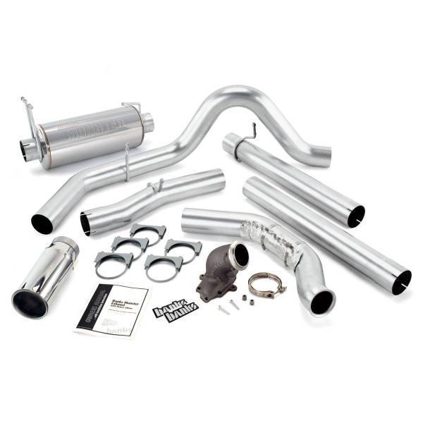 Banks Power - Banks Power Monster Exhaust System W/Power Elbow Single Exit Chrome Round Tip 01-03 Ford 7.3L-275hp Manual Transmission W/Catalytic Converter 48660