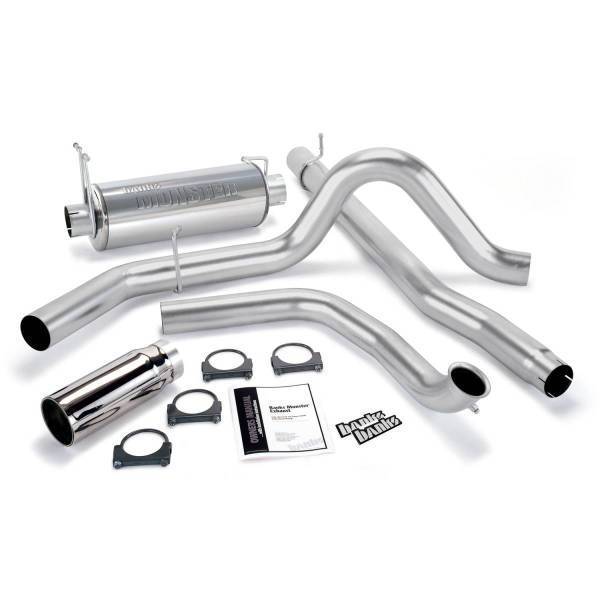 Banks Power - Banks Power Monster Exhaust System Single Exit Chrome Round Tip 99-03 Ford 7.3L without Catalytic Converter 48656