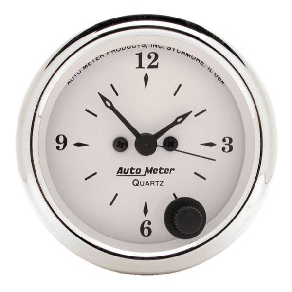 Autometer - AutoMeter GAUGE CLOCK 2 1/16in. 12HR ANALOG OLD TYME WHITE - 1686