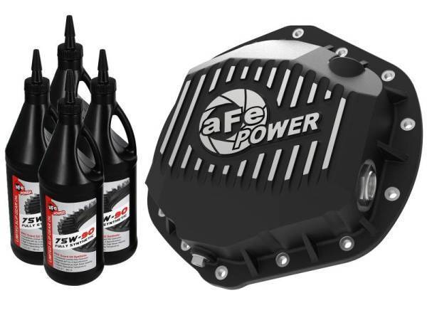 aFe - aFe Power Pro Series Rear Differential Cover Black w/Machined Fins & Gear Oil 14-18 RAM 6.7L Diesel - 46-70392-WL