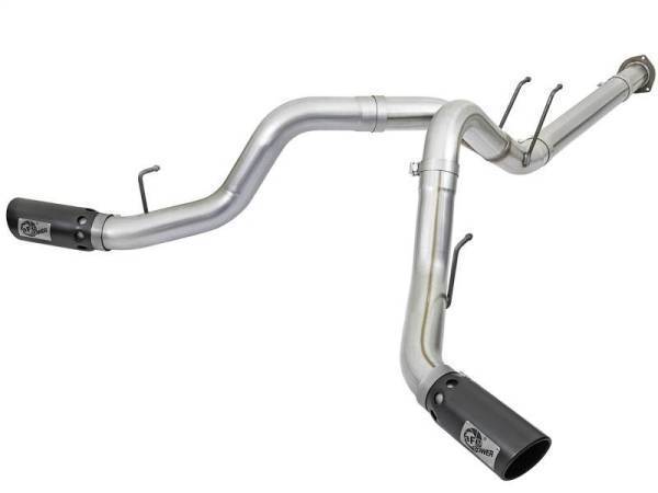 aFe - aFe ATLAS 4in DPF-Back Alum Steel Exhaust System w/Black Tip 2017 Ford Diesel Trucks V8-6.7L (td) - 49-03092-B