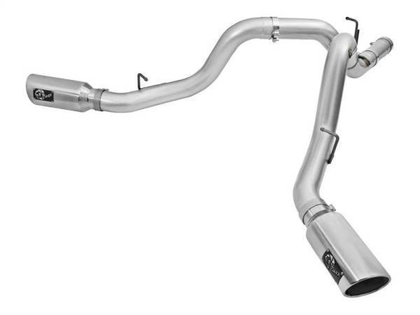 aFe - aFe Atlas Exhaust 4in Dual DPF-Back Al Steel w/ Pol Tips 16-17 GM Diesel Truck V8-6.6L (td) LML - 49-04080-P