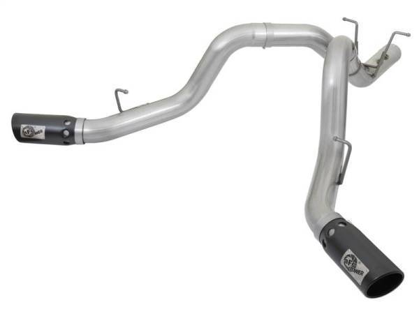 aFe - aFe ATLAS 4in DPF-Back Alum Steel Exhaust System w/Dual Exit Black Tip 2017 GM Duramax 6.6L (td) - 49-04086-B