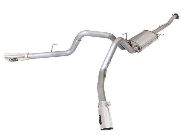 aFe - aFe MACHForce XP Exhaust 3in SS Dual Side Exit CB w/ Polish Tips 15 Ford F150 Ecoboost V6-2.7L/3.5L - 49-43070-P