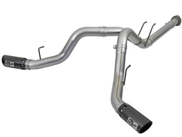 aFe - aFe Large Bore-HD 4in 409 Stainless Steel DPF-Back Exhaust w/Black Tip 2017 Ford Diesel V8 6.7L (td) - 49-43092-B