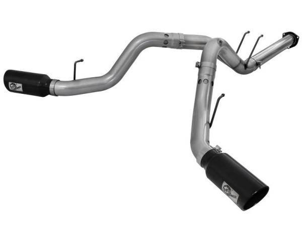 aFe - aFe Large Bore-HD 4in 409 Stainless Steel DPF-Back Exhaust w/Black Tip 15-16 Ford Diesel V8 Trucks - 49-43122-B