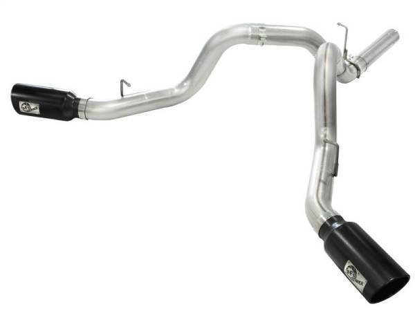 aFe - aFe MachForce XP Exhaust 4inch DP-Back All SS 2011-14 GM Diesel Trucks V8-6.6L LML Black Tips - 49-44043-B