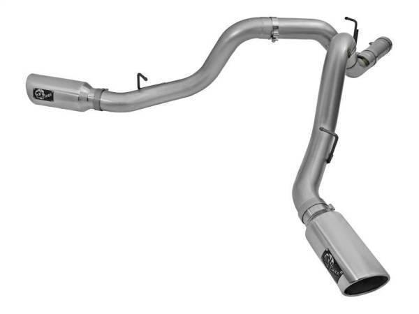 aFe - aFe LARGE Bore HD 4in Dual DPF-Back SS Exhaust w/Polished Tip 16-17 GM Diesel Truck V8-6.6L (td) LML - 49-44080-P