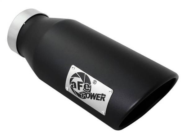 aFe - aFe Power MACH Force-Xp 4in In x 6in Out x 15in L Driver Side Clamp-On 4in 409 SS Exhaust Tip-Black - 49T40601-B15