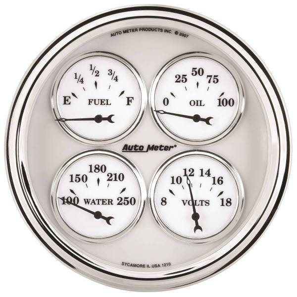 Autometer - AutoMeter GAUGE QUAD 5in. 240OE-33OF ELEC OLD TYME WHITE II - 1210