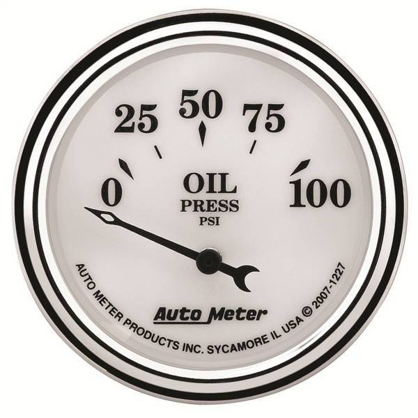 Autometer - AutoMeter GAUGE OIL PRESS 2 1/16in. 100PSI ELEC OLD TYME WHITE II - 1227