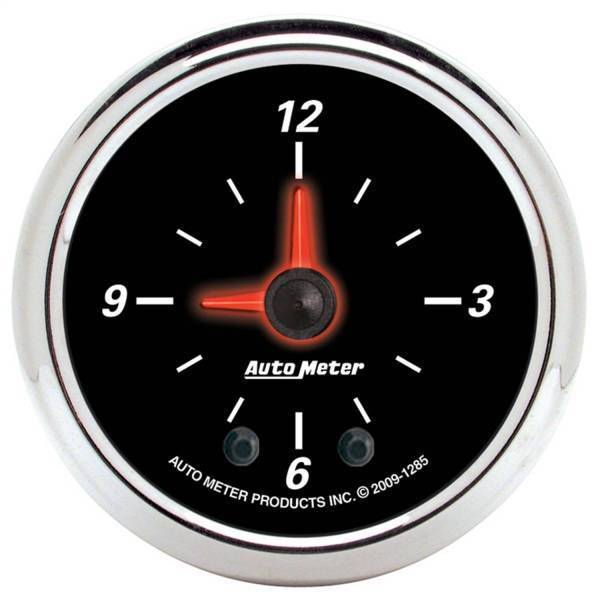 Autometer - AutoMeter GAUGE CLOCK 2 1/16in. 12HR ANALOG DESIGNER BLACK II - 1285