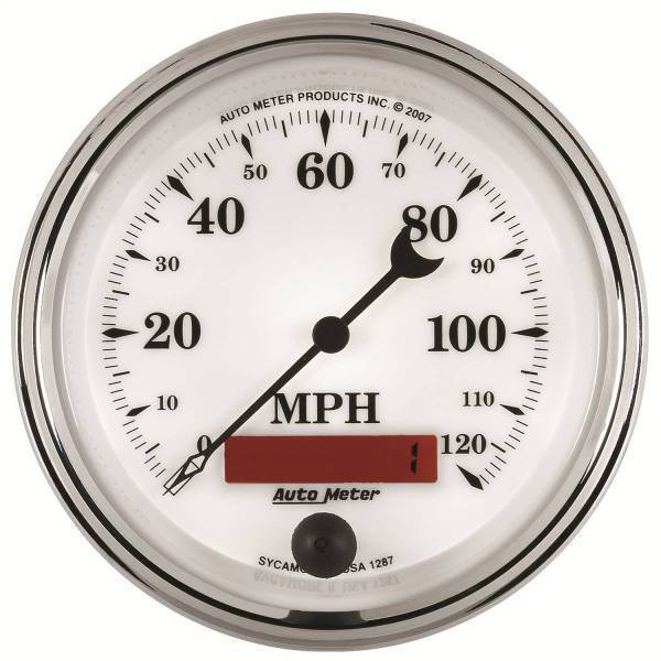 Autometer - AutoMeter GAUGE SPEEDOMETER 3 3/8in. 120MPH ELEC. PROG. W/LCD ODO OLD TYME WHT II - 1287