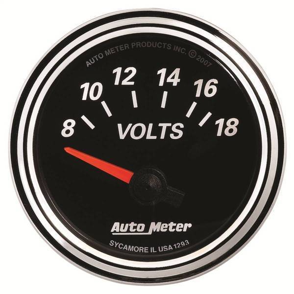 Autometer - AutoMeter GAUGE VOLTMETER 2 1/16in. 18V ELEC DESIGNER BLACK II - 1293