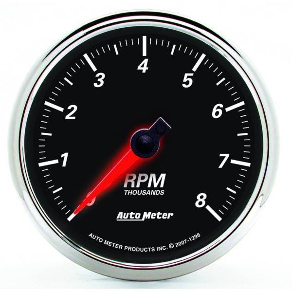 Autometer - AutoMeter GAUGE TACHOMETER 3 3/8in. 8K RPM IN-DASH DESIGNER BLACK II - 1296