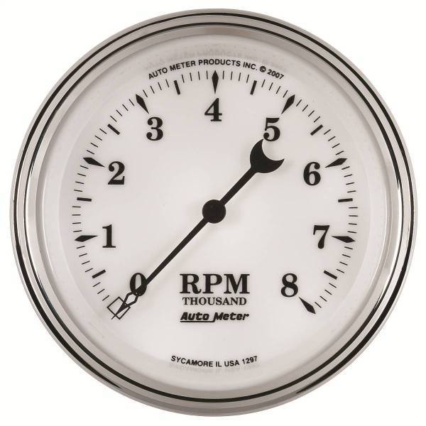 Autometer - AutoMeter GAUGE TACHOMETER 3 3/8in. 8K RPM IN-DASH OLD TYME WHITE II - 1297