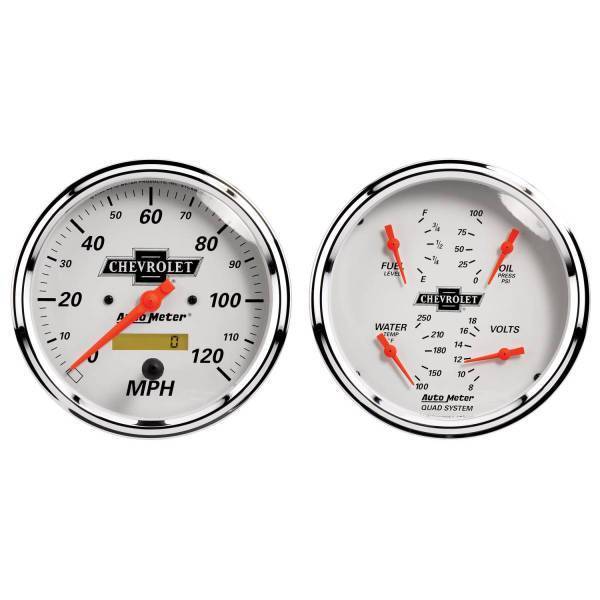 Autometer - AutoMeter GAUGE KIT 2 PC. QUAD/SPEEDOMETER 5in. CHEVROLET HERITAGE BOWTIE - 1303-00408