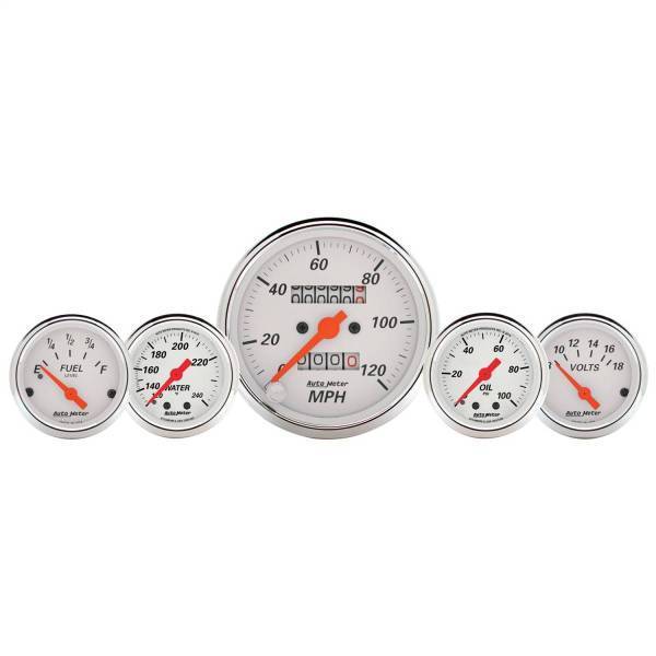 Autometer - AutoMeter GAUGE KIT 5 PC. 3 1/8in./2 1/16in. MECH. SPEEDO. WTMP/OILP ARCTIC WHT - 1311