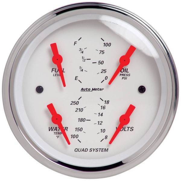 Autometer - AutoMeter GAUGE QUAD 3 3/8in. 240OE-33OF ELEC ARCTIC WHITE - 1312