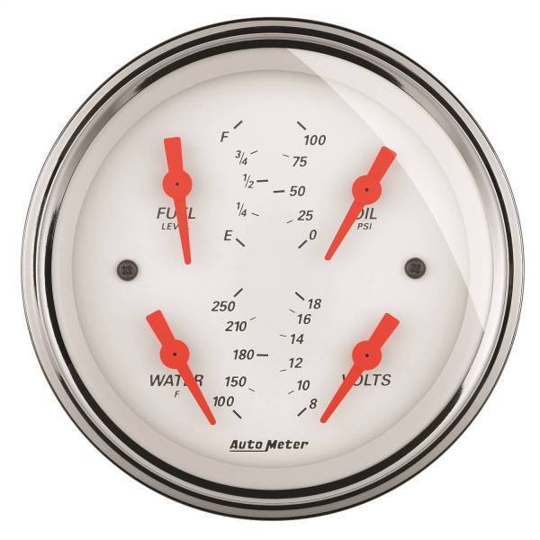 Autometer - AutoMeter GAUGE QUAD 3 3/8in. 0OE-90OF ELEC ARCTIC WHITE - 1314