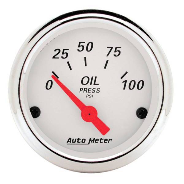 Autometer - AutoMeter GAUGE OIL PRESS 2 1/16in. 100PSI ELEC ARCTIC WHITE - 1327