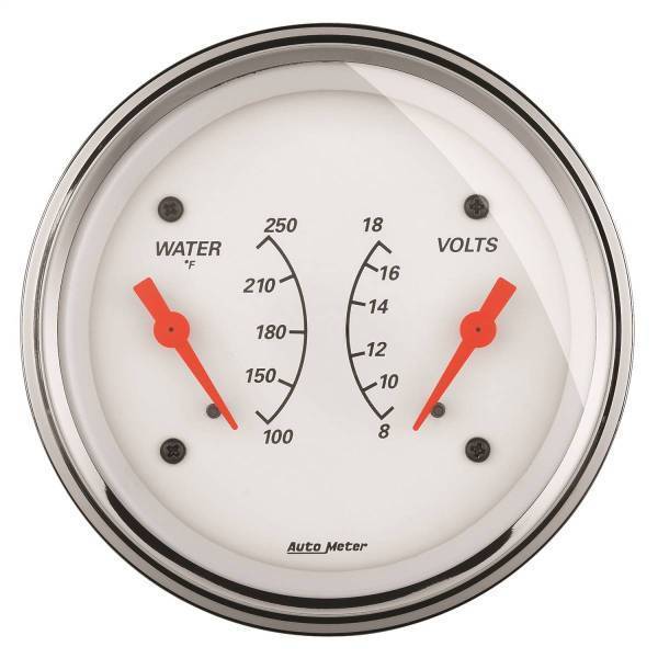 Autometer - AutoMeter GAUGE DUAL WTMP/VOLT 3 3/8in. 250deg.F/18V ELEC ARCTIC WHITE - 1330
