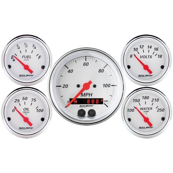 Autometer - AutoMeter GAUGE KIT 5 PC. 3 3/8in./2 1/16in. GPS SPEEDOMETER ARCTIC WHITE - 1350