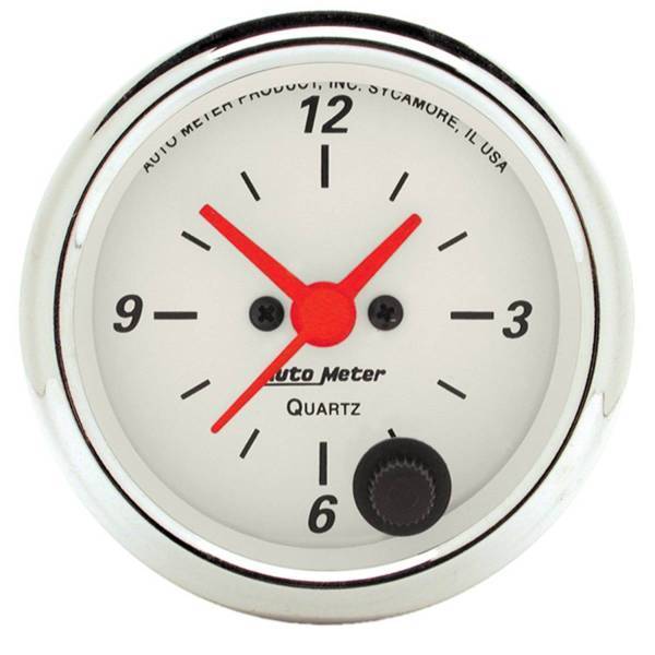 Autometer - AutoMeter GAUGE CLOCK 2 1/16in. 12HR ANALOG ARCTIC WHITE - 1385