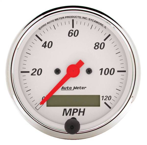 Autometer - AutoMeter GAUGE SPEEDOMETER 3 1/8in. 120MPH ELEC. PROG. W/LCD ODO ARCTIC WHITE - 1388