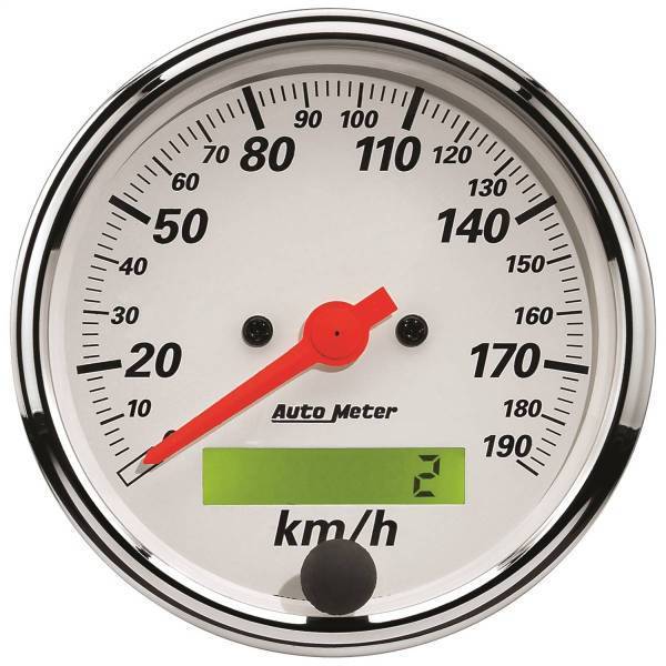 Autometer - AutoMeter GAUGE SPEEDOMETER 3 1/8in. 190KM/H ELEC. PROG. W/LCD ODO ARCTIC WHITE - 1388-M