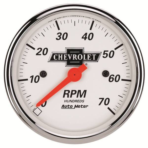 Autometer - AutoMeter GAUGE TACHOMETER 3 1/8in. 7K RPM IN-DASH CHEVROLET HERITAGE BOWTIE - 1398-00408