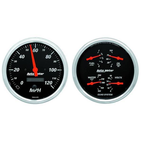 Autometer - AutoMeter GAUGE KIT 2 PC. QUAD/SPEEDOMETER 5in. DESIGNER BLACK - 1403