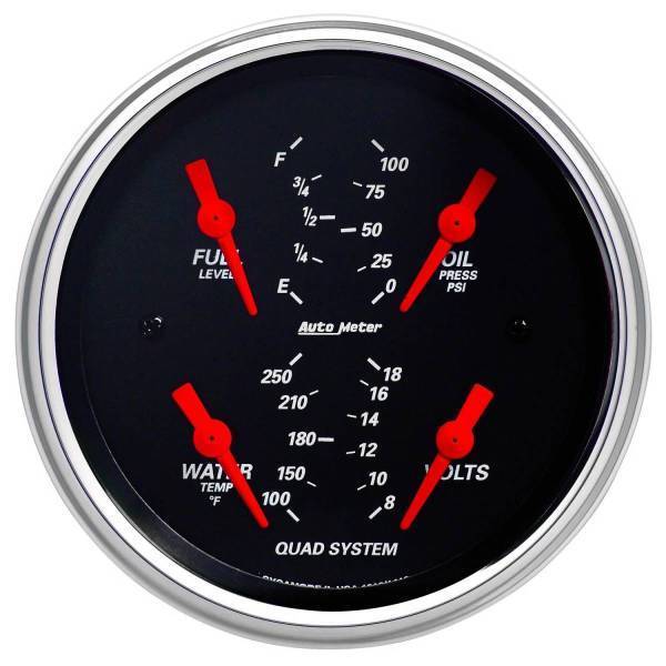 Autometer - AutoMeter GAUGE QUAD 3 3/8in. 240OE-33OF ELEC DESIGNER BLACK - 1412