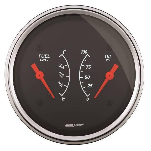 Autometer - AutoMeter GAUGE DUAL FUEL/OILP 3 3/8in. 240OE-33OF/100PSI ELEC DESIGNER BLACK - 1413