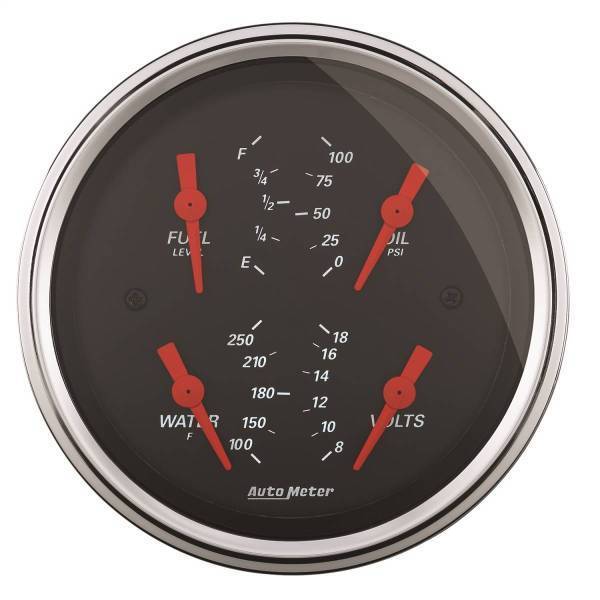 Autometer - AutoMeter GAUGE QUAD 3 3/8in. 0OE-90OF ELEC DESIGNER BLACK - 1414