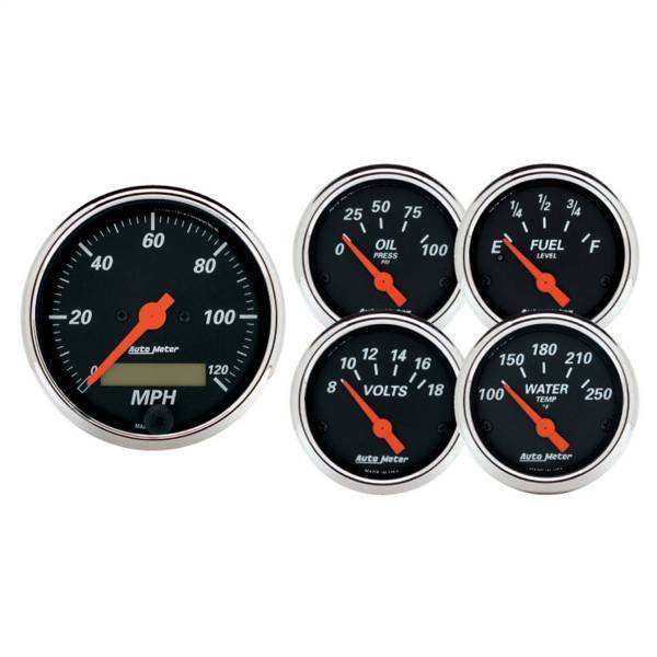 Autometer - AutoMeter GAUGE KIT 5 PC. 3 1/8in./2 1/16in. ELEC. SPEEDOMETER DESIGNER BLACK - 1421