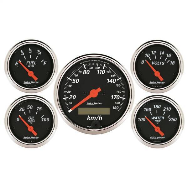 Autometer - AutoMeter GAUGE KIT 5 PC. 3 1/8in./2 1/16in. ELEC. KM/H SPEEDOMETER DESIGNER BLACK - 1421-M