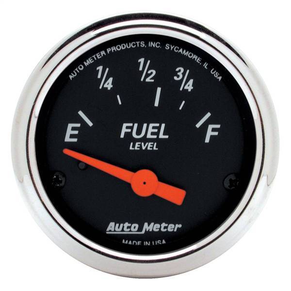 Autometer - AutoMeter GAUGE FUEL LEVEL 2 1/16in. 73OE TO 10OF ELEC DESIGNER BLACK - 1423