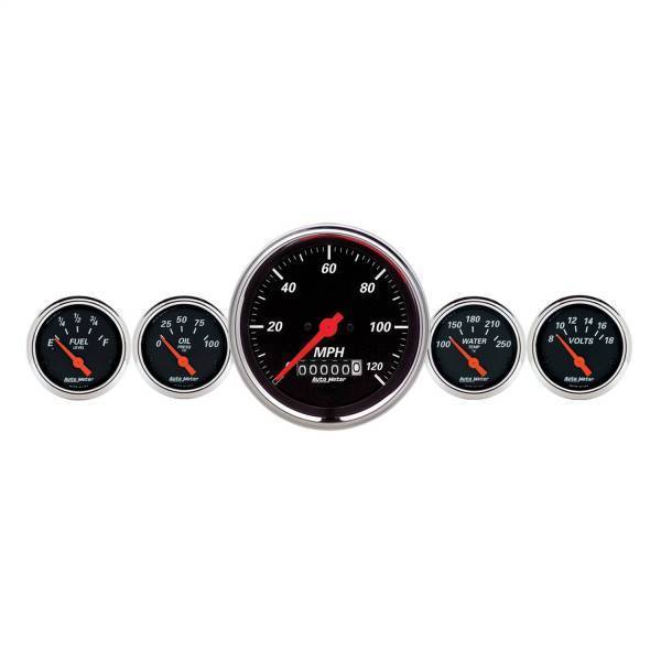 Autometer - AutoMeter GAUGE KIT 5 PC. 3 3/8in./2 1/16in. ELEC. SPEEDOMETER DESIGNER BLACK - 1440