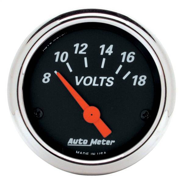 Autometer - AutoMeter GAUGE VOLTMETER 2 1/16in. 18V ELEC DESIGNER BLACK - 1483