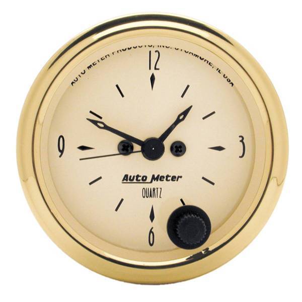 Autometer - AutoMeter GAUGE CLOCK 2 1/16in. 12HR ANALOG GOLDEN OLDIES - 1586