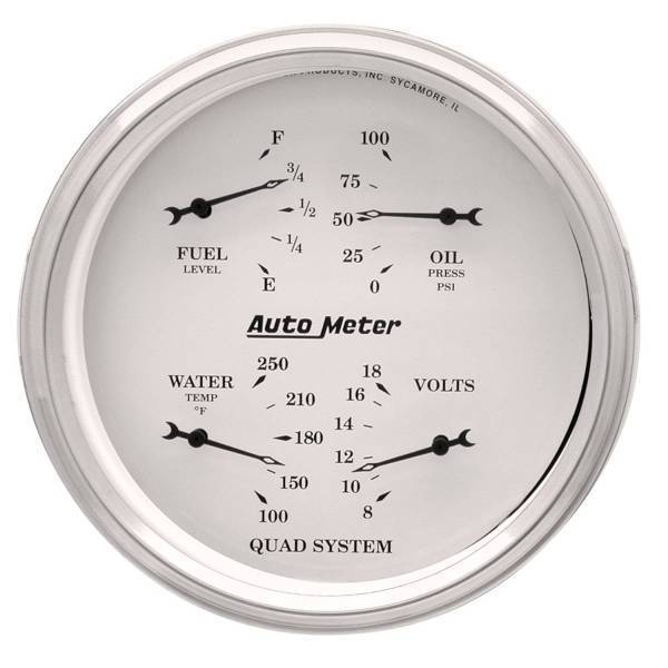 Autometer - AutoMeter GAUGE QUAD 5in. 240OE-33OF ELEC OLD TYME WHITE - 1610