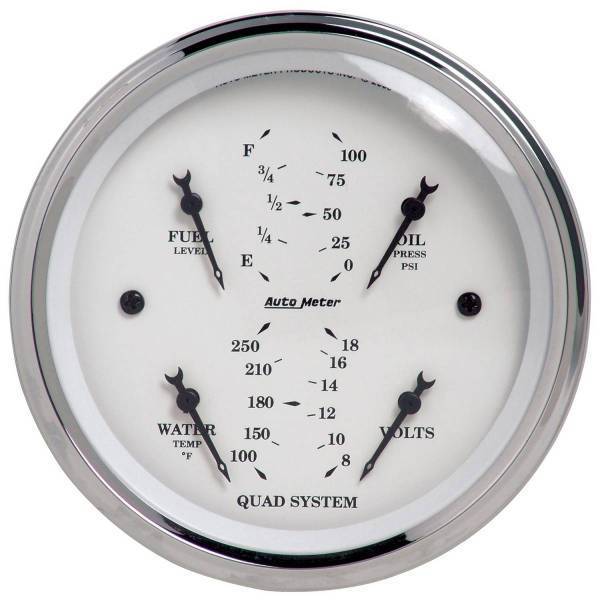 Autometer - AutoMeter GAUGE QUAD 3 3/8in. 240OE-33OF ELEC OLD TYME WHITE - 1612