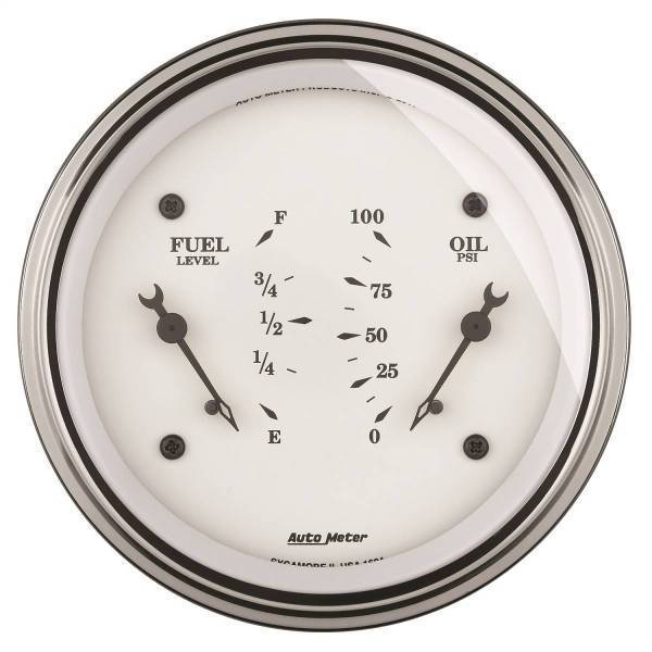 Autometer - AutoMeter GAUGE DUAL FUEL/OILP 3 3/8in. 240OE-33OF/100PSI ELEC OLD TYME WHT - 1613