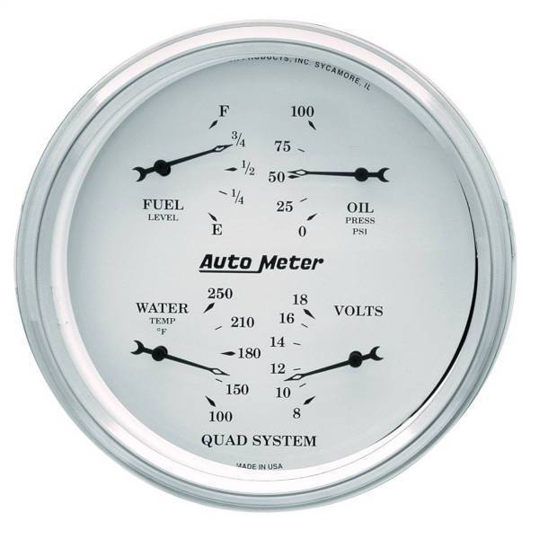 Autometer - AutoMeter GAUGE QUAD 5in. 0OE-90OF ELEC OLD TYME WHITE - 1619