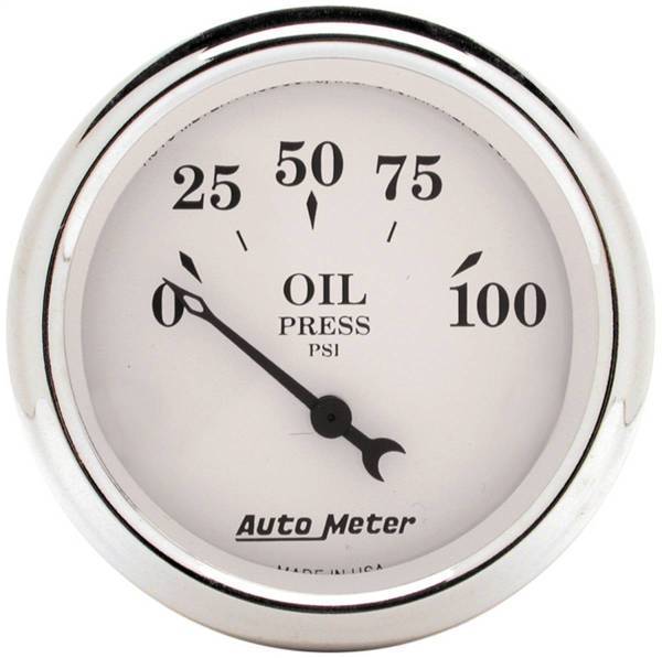 Autometer - AutoMeter GAUGE OIL PRESS 2 1/16in. 100PSI ELEC OLD TYME WHITE - 1628