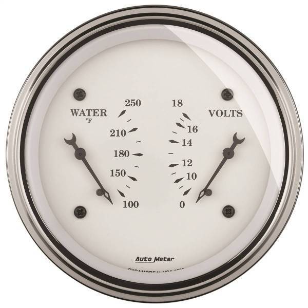 Autometer - AutoMeter GAUGE DUAL WTMP/VOLT 3 3/8in. 250deg.F/18V ELEC OLD TYME WHITE - 1630